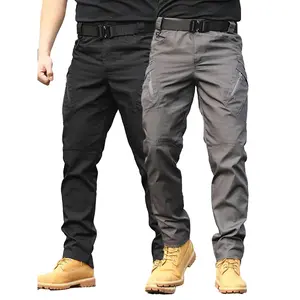 Men's 2PCS Tactical Cargo Pants - Combat, Multi-Purpose Styles, Mid Waist Pull-On Fit, Multi-Pocket, Durable Breathable Poly Fabric, All Seasons, Stylish Plain Beige, Big-Small Zipper, for Hiking & Construction, Casual Slacks