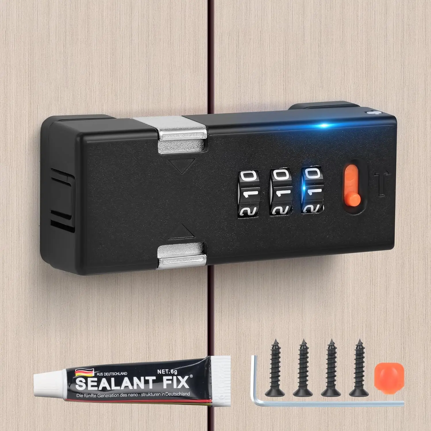 Keyless Cabinet Lock with Combination Code - 3-Digit Password Hasp Latch Lock for Drawers, Bifold Closet Door and Double Sided Door (Black)