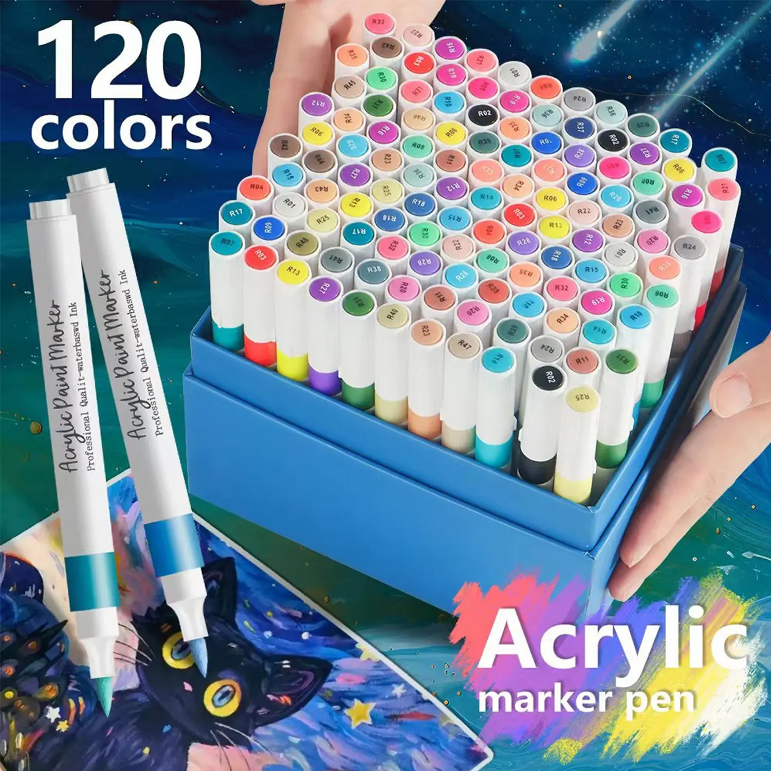 Acrylic Soft Tip Marker Set 12-120 Colors, High Aesthetic Gift Box Watercolor Pens, Graffiti Non-Bleed, Layerable Art Drawing Pens, Dedicated for Sketchbooks