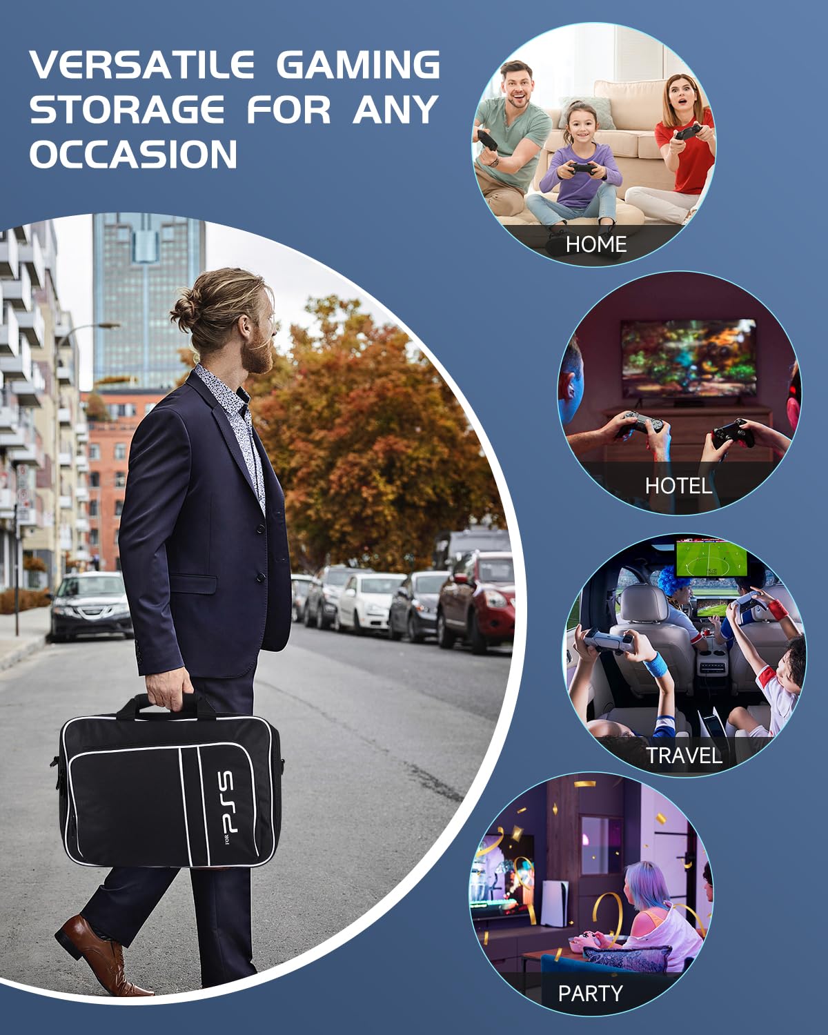 PS5 Carrying Case, Waterproof Shockproof Console Storage Bag with Shoulder Strap, Fits Disc & Digital Editions, Includes Controller Storage PS5 Carrying Case, Waterproof Shockproof Console Storage Bag with Shoulder Strap, Fits Disc & Digital Editions, Includes Controller Storage