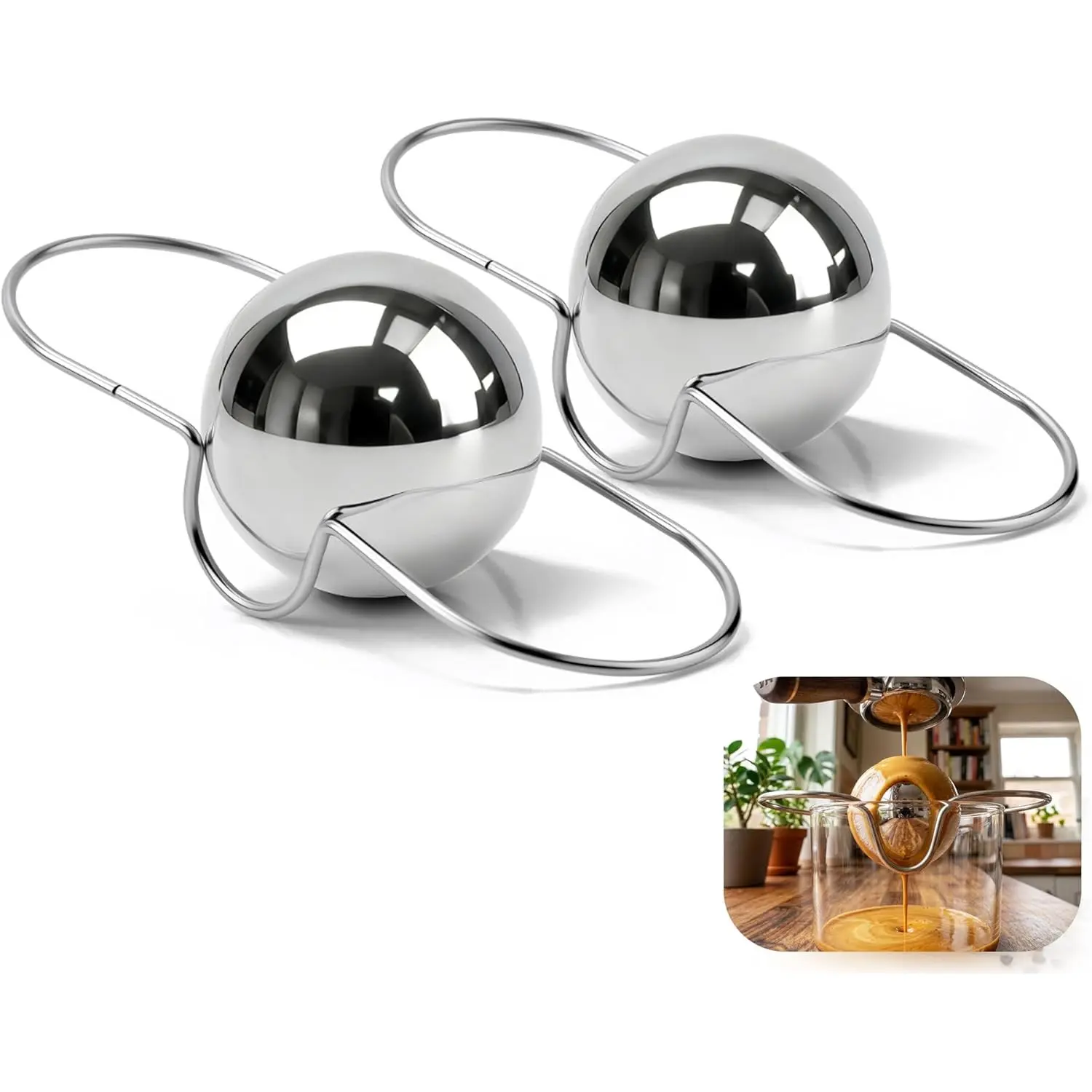 2 Pack Espresso Cooling Ball, Stainless Steel Coffee Ice Chiller, Food Grade, Fast Chilling, Aroma Recovery, Perfect Gift