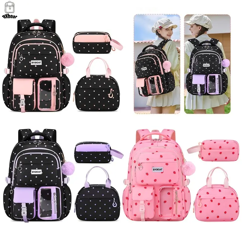 3-piece set of youth school backpacks and handbags, lightweight and cute backpack, 15.6inch laptop backpack, outdoor camping beach travel backpack, stylish backpack
