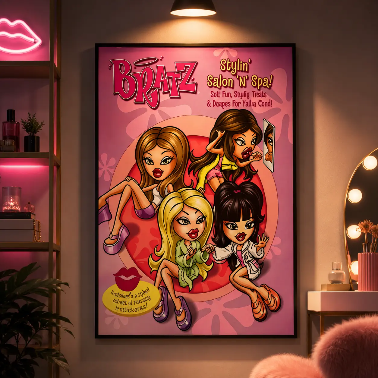 Multi-Size High-Quality Modern Vibrant Cartoon Girls Printed Image Wall Art Poster, Unframed Vivid Detail Decor for Doll Lovers, Perfect Gift for Living Room, Bedroom, Cartoon Girl Wall Art, Doll Room Decor, Girly Wall Decor, Canvas Prints