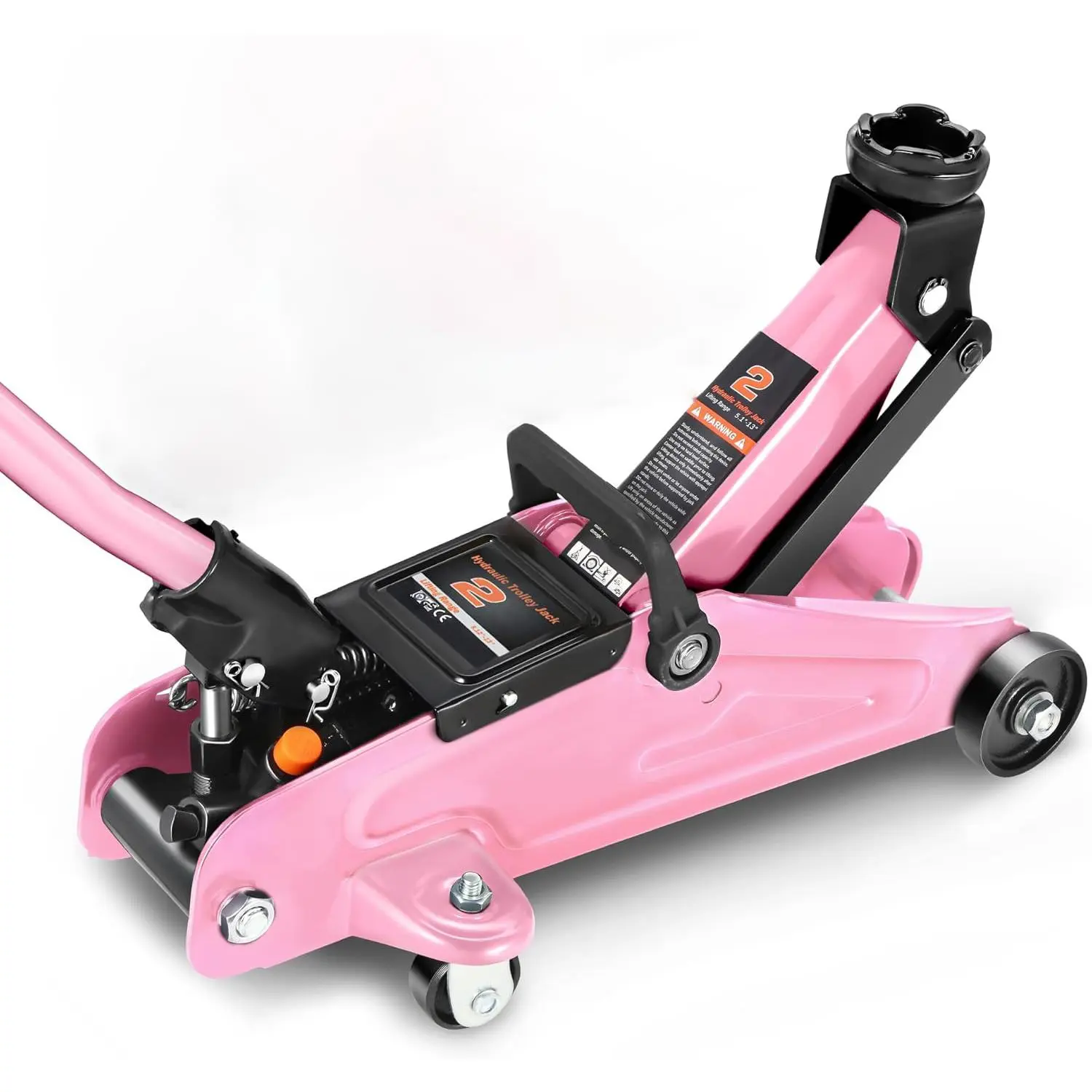 Low Profile Hydraulic Trolley Floor Jack with 2 T (4000lbs cap.) Capacity, 5.1-13 in Lifting Range, Safety Valve, Vehicle Lift Function, Pink snatch strap ropes hemp winch long, Automotive Maintenance Tools, Car Repair Tools