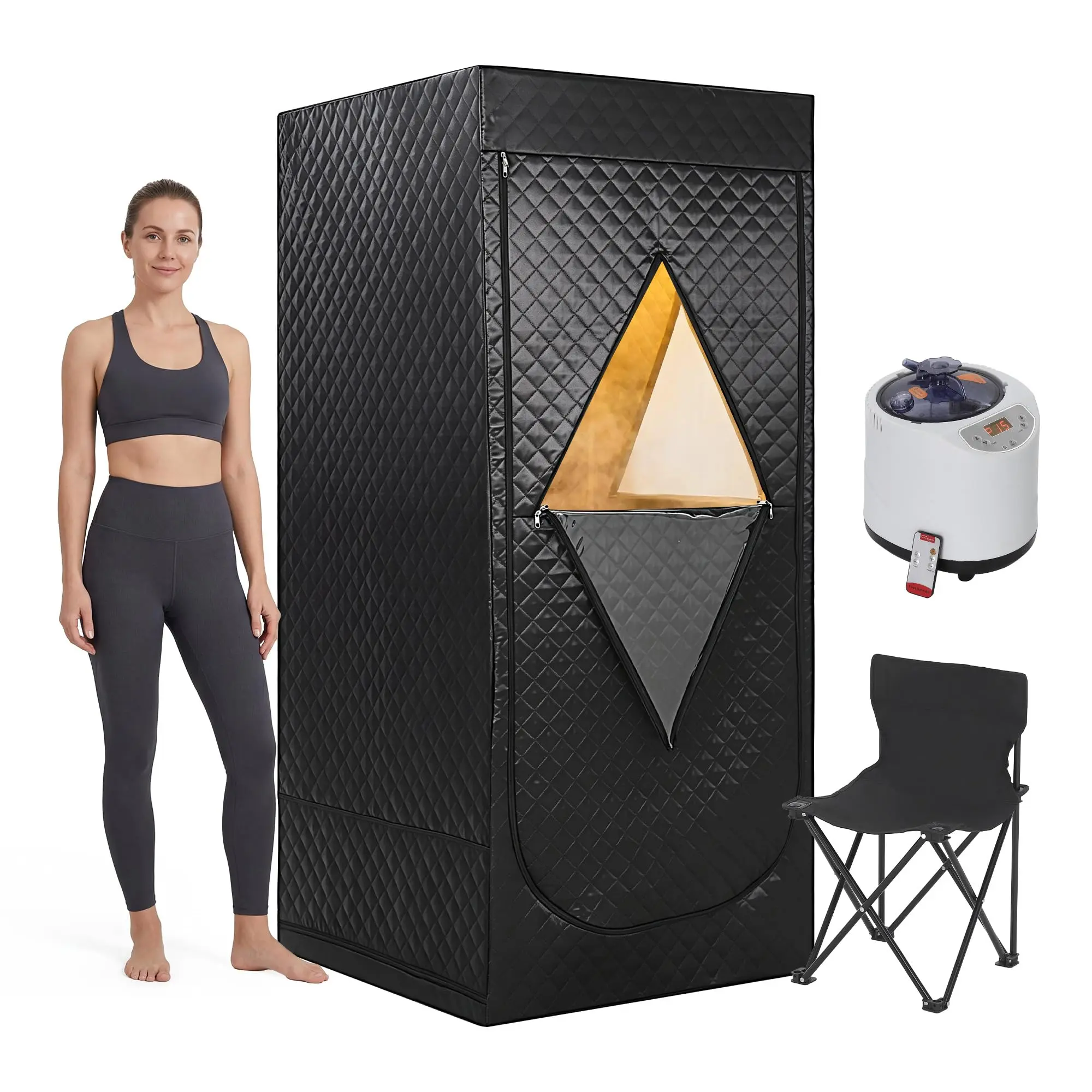 Garvee Portable Steam Sauna for Home Use with Upgraded 1400W 3L Steamer Heater, Personal Sauna Tent Featuring 15 Heat Levels, 99-Minute Timer, Foldable Chair, and Remote Control for Full Body Relaxation