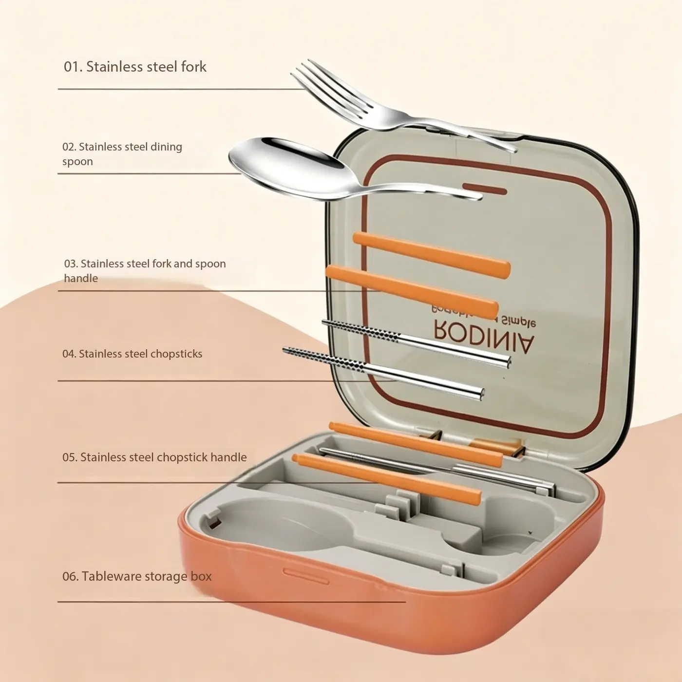 Travel Camping Portable Folding Storage Set, Creative Carry-All Box, 304 Stainless Steel Korean Fork Spoon Knife Trio, Student Travel Gift, Outdoor Utensils