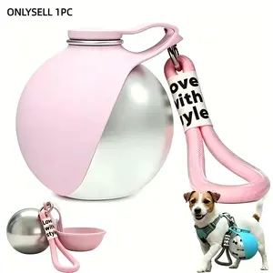 2-In-1 Portable Dog Water Bottle, Foldable Silicone Bowl, BPA-Free Stainless Steel Pet Water Jug, Leak-Proof Travel Hydrator (10oz, )