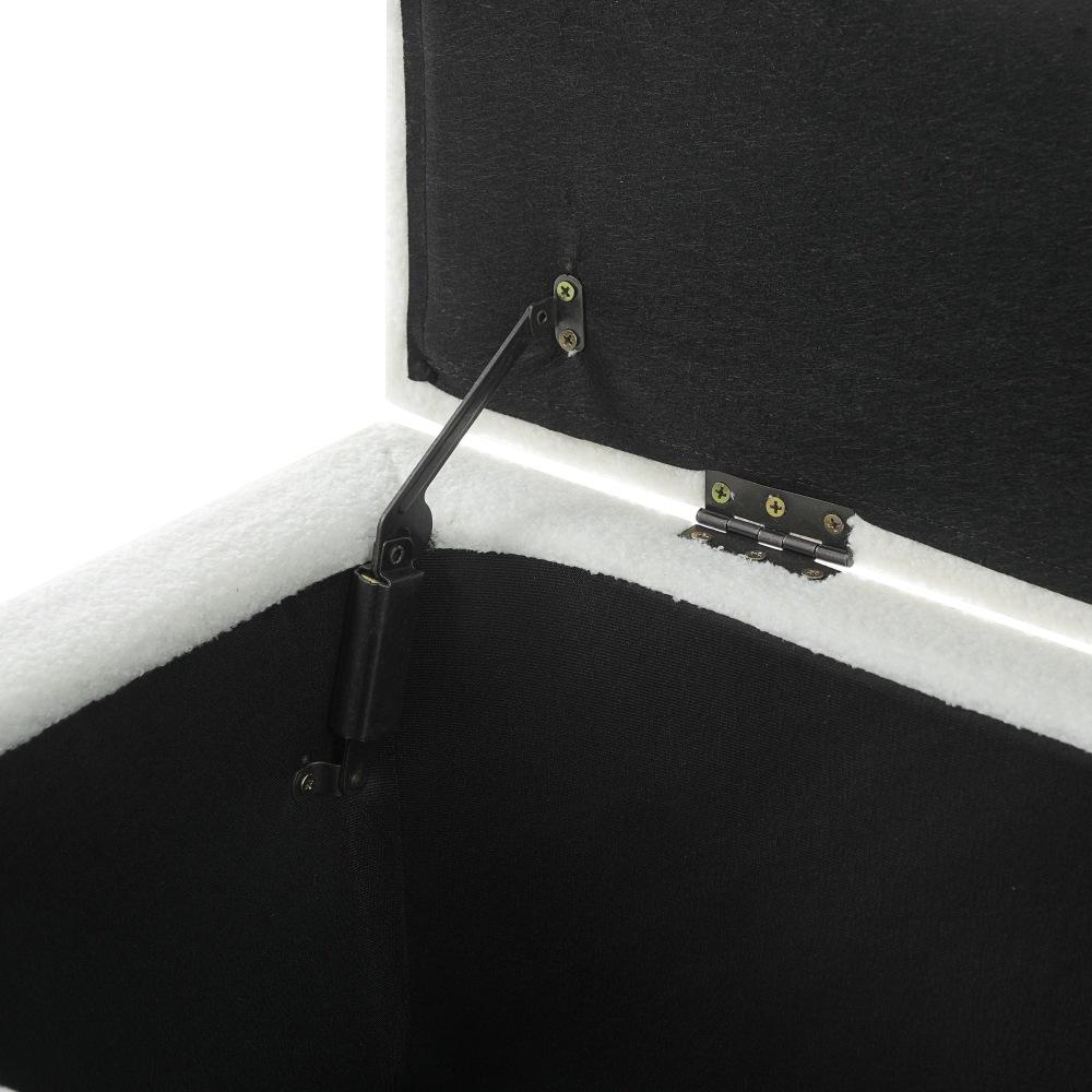 Ottoman Bench with Storage, White Boucle Surface, Rubber Wood Legs, 300 lbs Capacity Ottoman Bench with Storage, White Boucle Surface, Rubber Wood Legs, 300 lbs Capacity