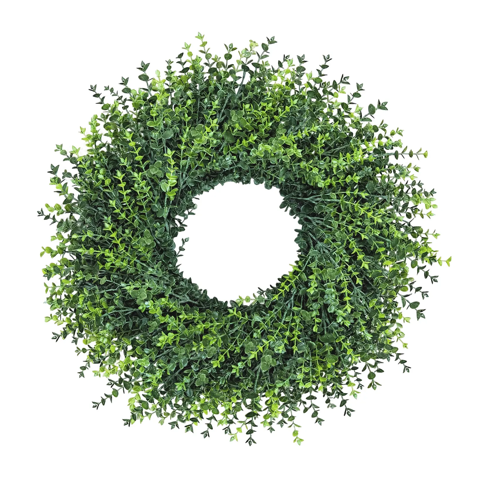 Artificial Boxwood and Eucalyptus Wreath 20 Inch for Front Door – Lush Greenery Faux Wreath, Weather Resistant, Year-Round Indoor & Outdoor Home Decor, Detachable Bow Option, Summer Wedding Party