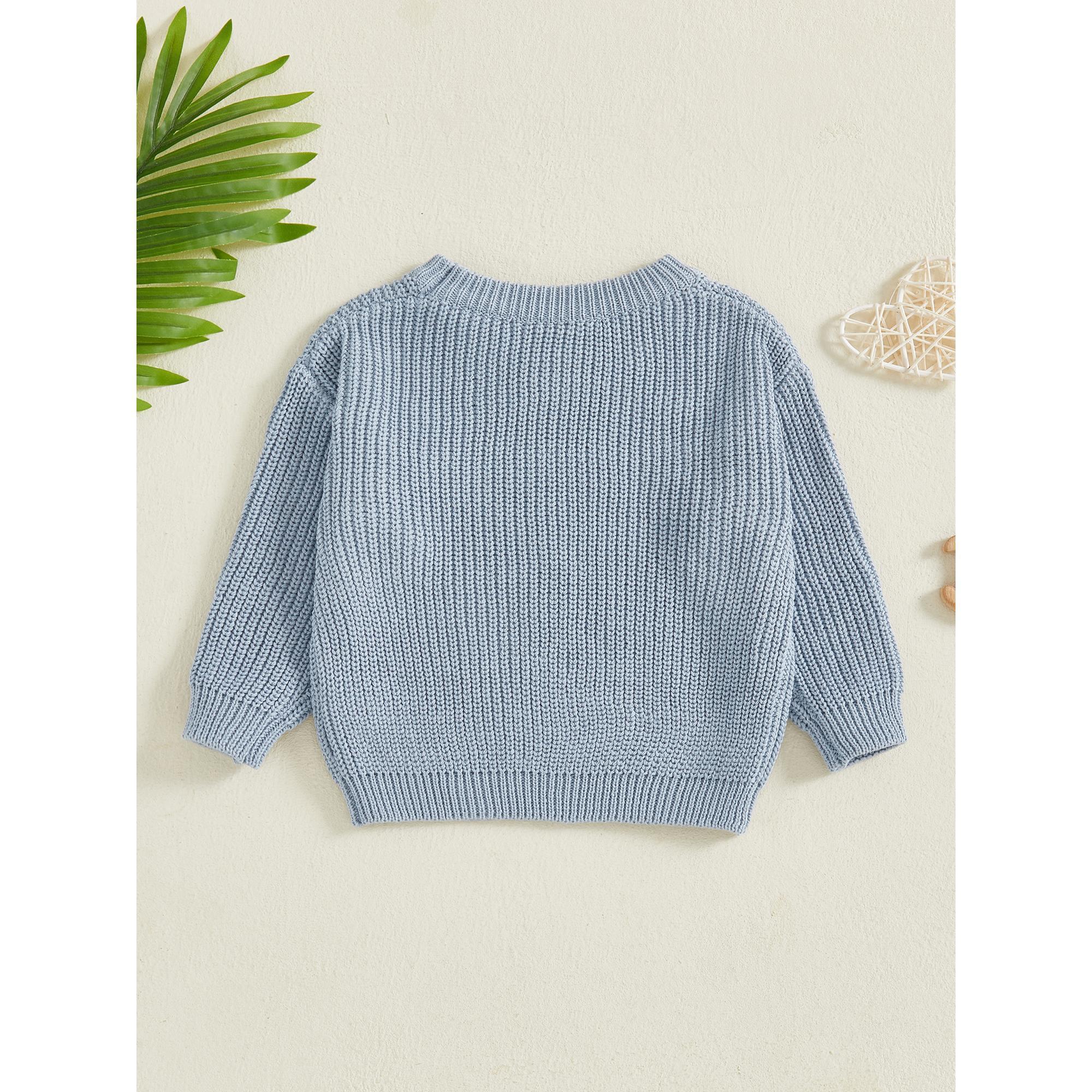 Toddler Baby Girl Boy Knit Sweater Pullover Solid Color Long Sleeve Fall Winter Tops 0-5 Years