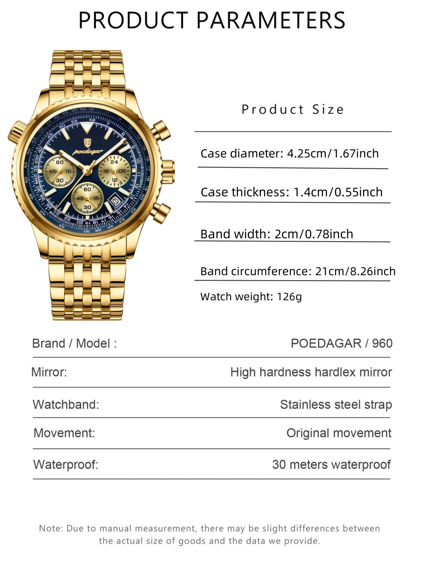 Business Fashion Round Dial Analog Quartz Watches for Men, Trendy Multifunctional Luminous Fashionable Watch, Waterproof Luminous Date Chronograph Watch, Stainless Steel Watch for Men Gifts, with Box