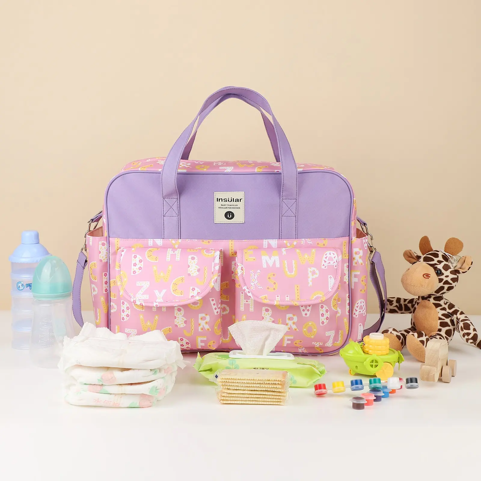 Multifunctional Mommy Bag, Waterproof Crossbody Handbag, Baby Carrier, Shoulder Strap Design, Ideal for Moms, Mummy Bag