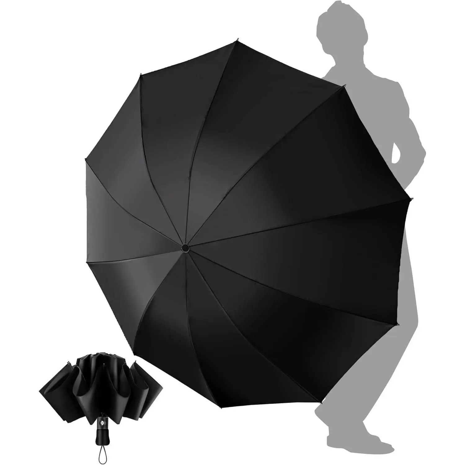 Travel Compact Umbrella Windproof - Portable Automatic Umbrellas for Rain, Inverted Folding Umbrella for Men and Women