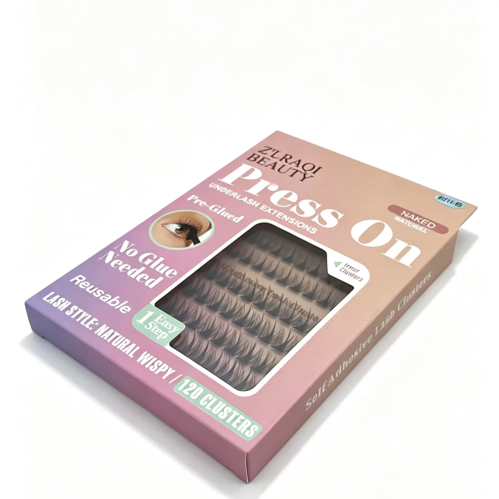 Z'LRAQI BEAUTY Segmented Glueless Self-Adhesive Eyelashes, 120 Clusters, Natural Fluffy Look, Reusable, Easy for Beginners