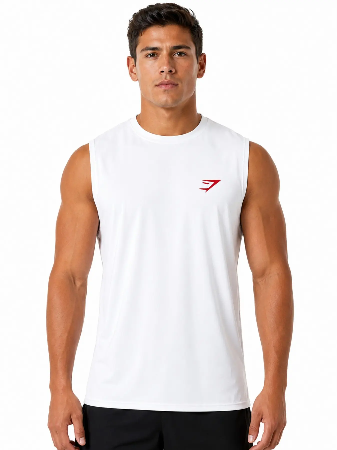 Men's Quick-Dry Breathable Sleeveless Tank Top, Arrow Logo Print, Loose-Fit Round Neck, Summer Workout Apparel, Gym Running Training