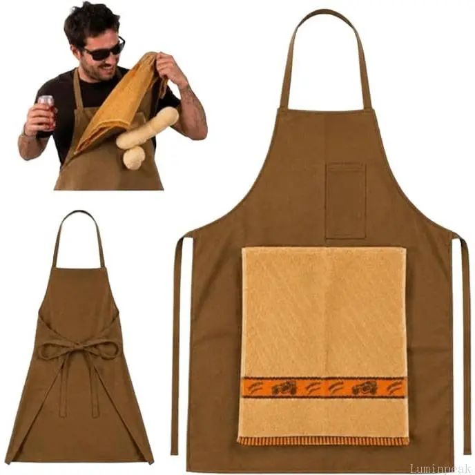 Funny Chef Apron for Men, Novelty Cooking Apron with Hidden Pocket Surprise, Prank BBQ Apron for Husband Dad Boyfriend, Gag Gift for Birthday, Father’s Day, Party