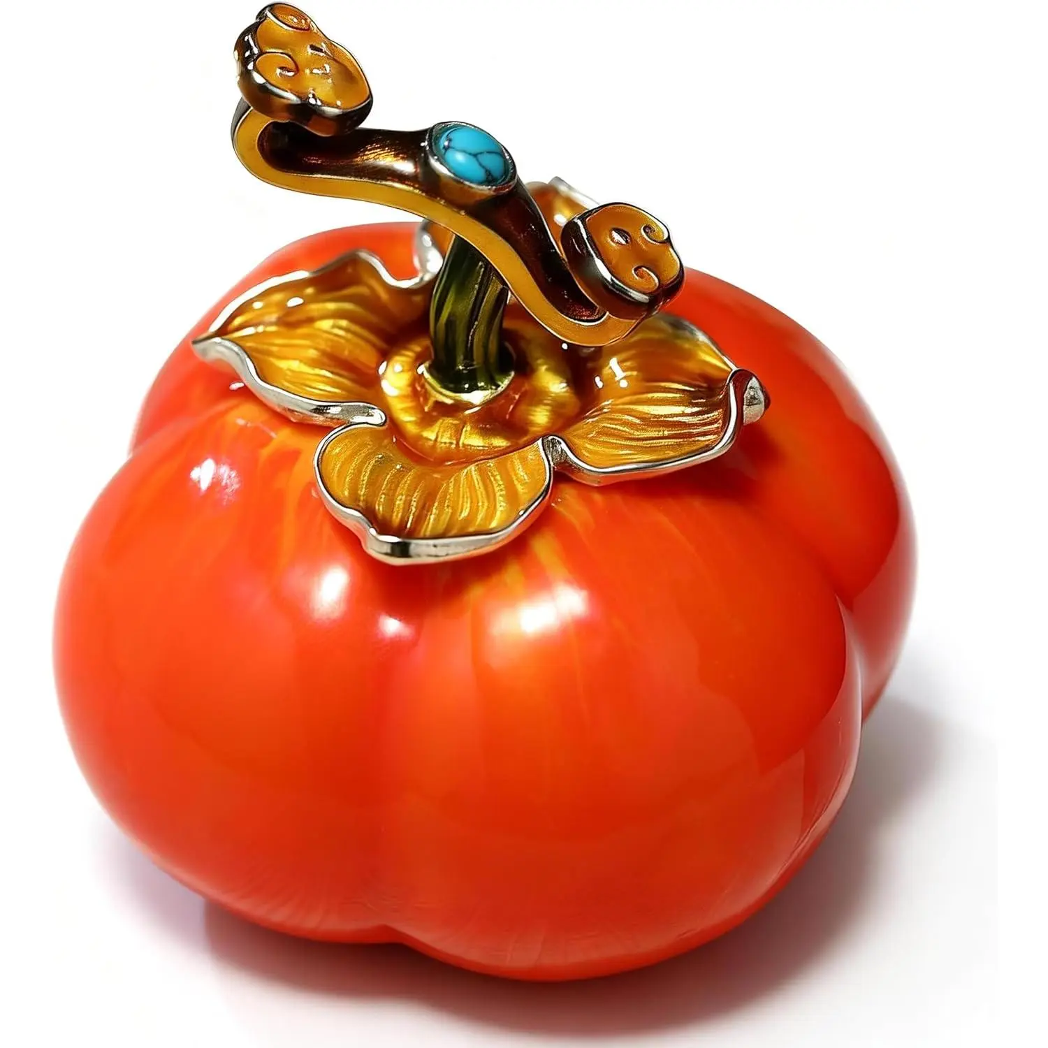 Lucky Persimmon Statue, Chinese Prosperity Home Decor with Jade Ruyi, Feng Shui Wealth Ornament for Entryway, Office and Bedroom
