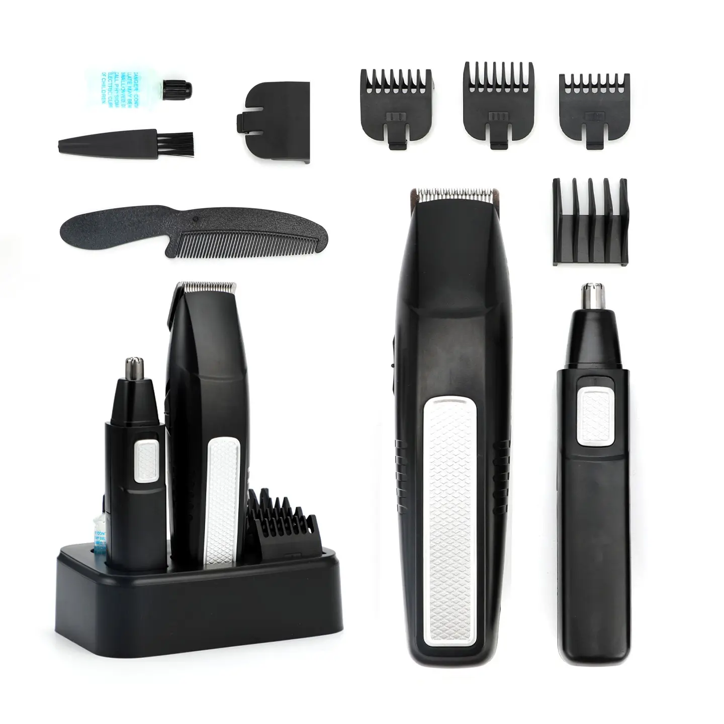 Home Electric Hair Clipper Set for Adults and Kids, Self-Trimming Rechargeable Trimmer, Nose Hair Trimmer Kit with Comb and Storage Base