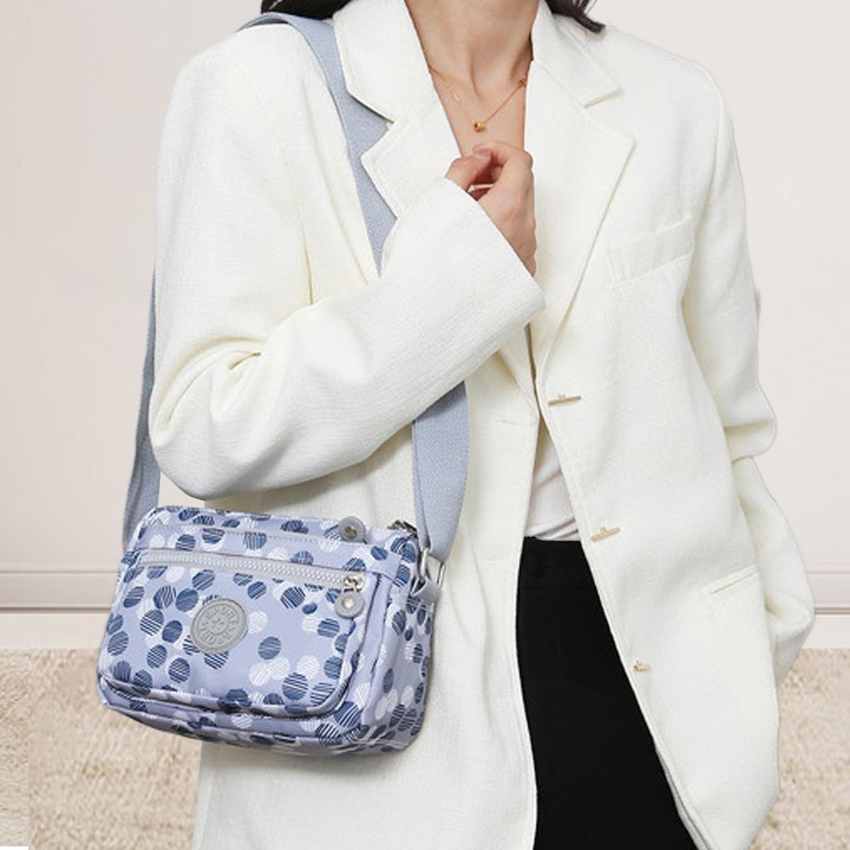 Lightweight Multi-Pocket Crossbody Bag for Women Stylish Nylon Shoulder Long Strap Bag