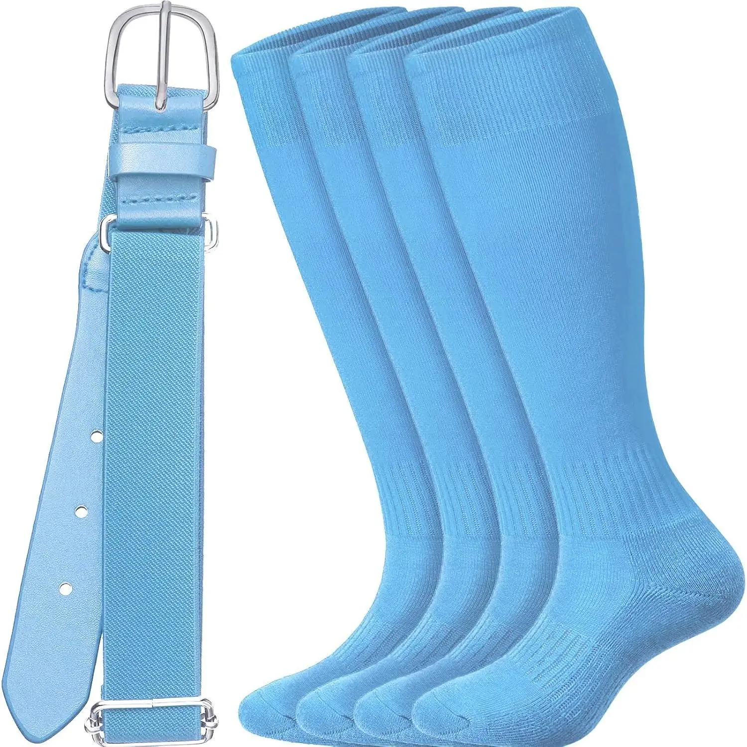 Baseball Socks and belt Combo Set Men's Baseball Belt with Softball Sock Elastic Waist Belts