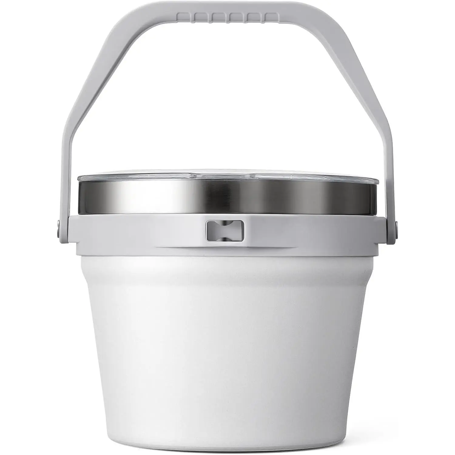Sturdy 7L Vacuum Wall Insulated Ice Bucket with Lid - Double-Wall Stainless Steel Beverage Bucket, Holds 6 Longnecks or 3 Wine Bottles, Keeps Frozen Longer, with Bottle Opener, for Large Parties (No Accessories, White), Single Bucket