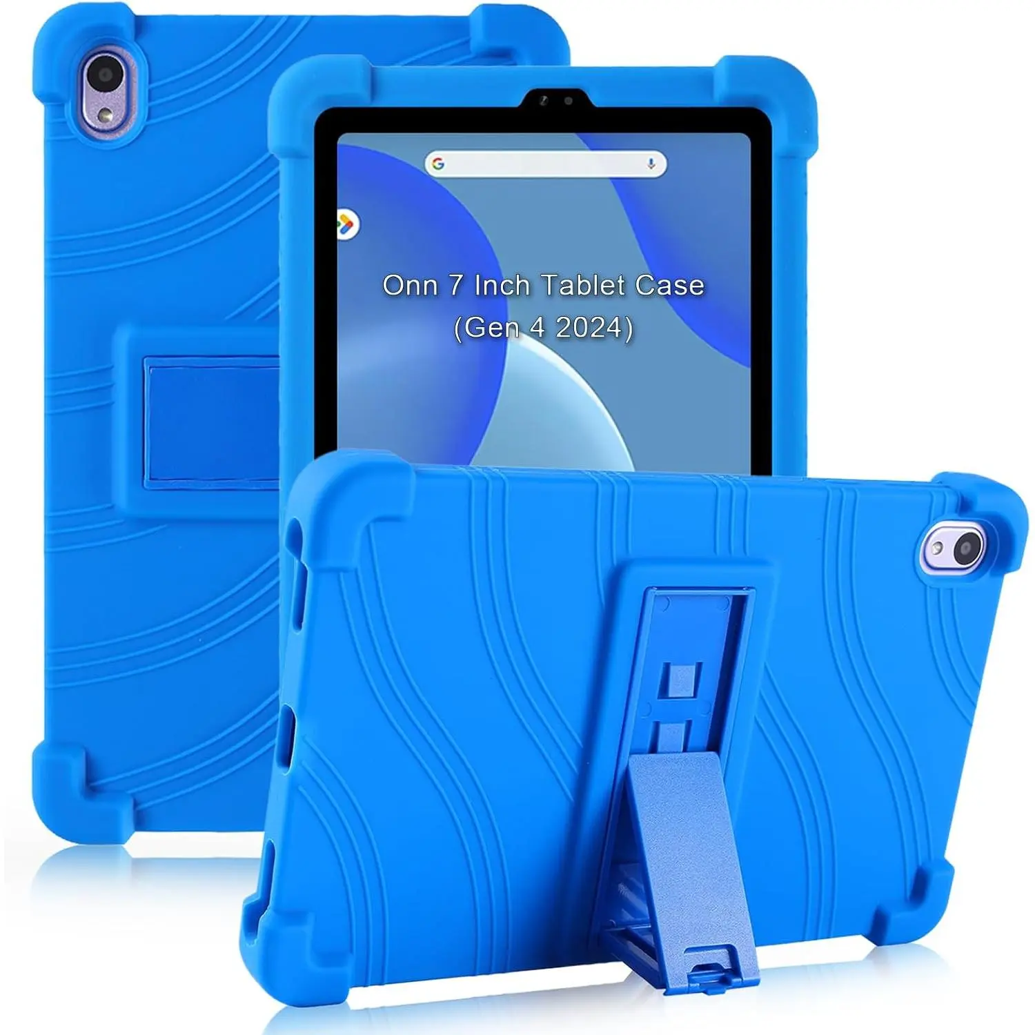Soft Adjustable Polycarbonate Casing with Stand for Walmart Onn 7 in Tablet 2024 (Model:100135924) - Gen 4 Tablet Cover with Full Protection (Blue), Handheld
