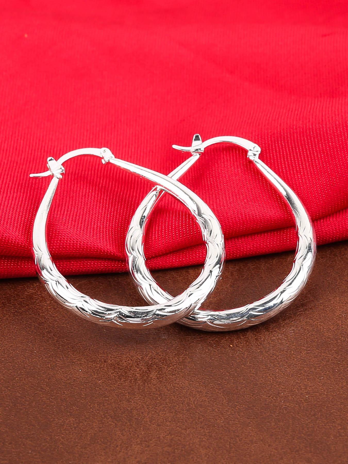 1 Pair Elegant Zinc Alloy Hoop Earrings, Water Drop Shaped Earrings for Women, Fashion Jewelry for Party, Daily Clothing Decor, Trendy All-match & Exquisite Jewelry for Birthday Gift, Fashionable Hoop Earrings