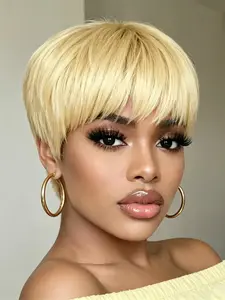 Blonde 613 Color Pixie Cut Wig, Human Hair Wig, Short Straight Pixie Cut Wig for Women, Daily Party Cosplay Use, Human Hair Pixie Wig