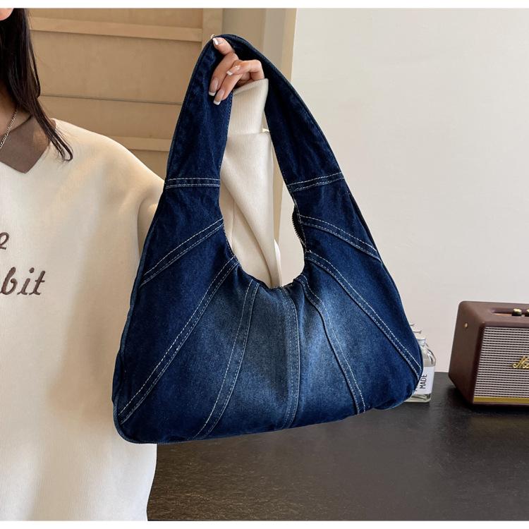 Fashionable Denim Shoulder Bag for Women – New Trendy Design for Cool Girls – Small Casual & Practical Everyday Armhole Bag