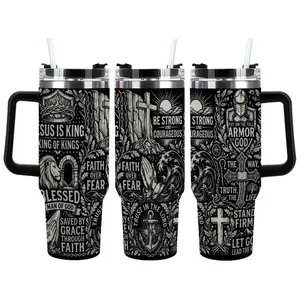 Armor of God Christian Tumbler – Faith Over Fear, Jesus Is King, Meaningful Father's Day Gift for Dad, Husband, Grandpa & Christian Men Who Stand Firm in Faith