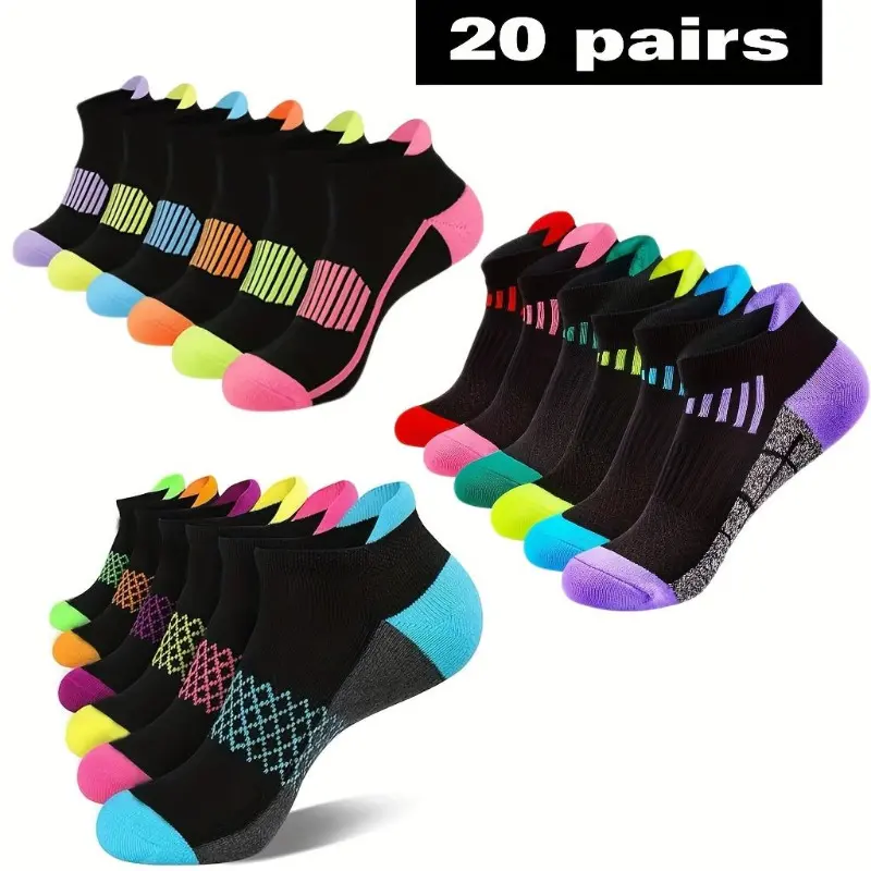 20/30 Pairs Dark Color Multi-Color Spring/Summer Outdoor Running Basketball Socks, Lightweight Breathable Sweat-Absorbent High Elasticity, Durable Comfortable, Suitable for Marathon, Outdoor Sports, Basketball Socks, Soccer Socks