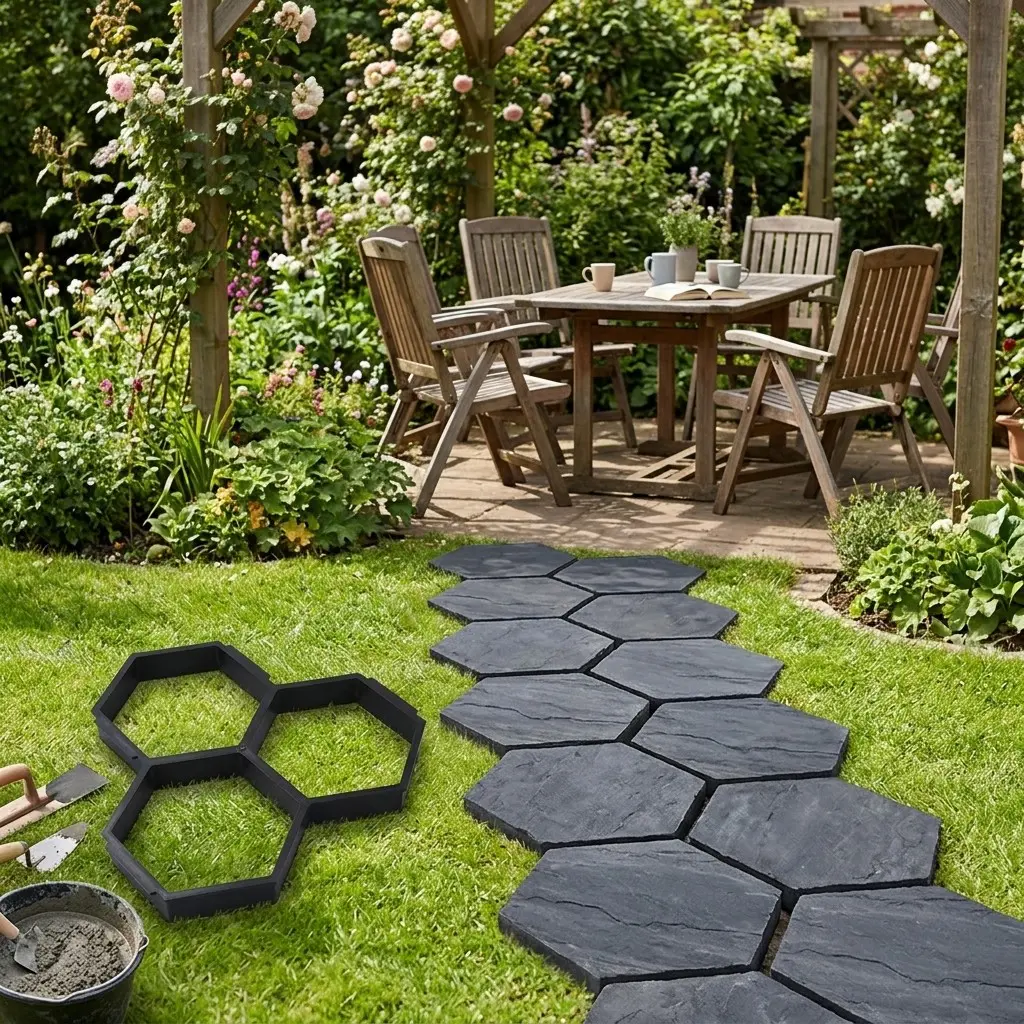 DIY Plastic Paving Mold, Concrete Path Maker for Garden Yard Walkway, Reusable Cement Floor Mould, Patio Driveway Decorative Stone Mold