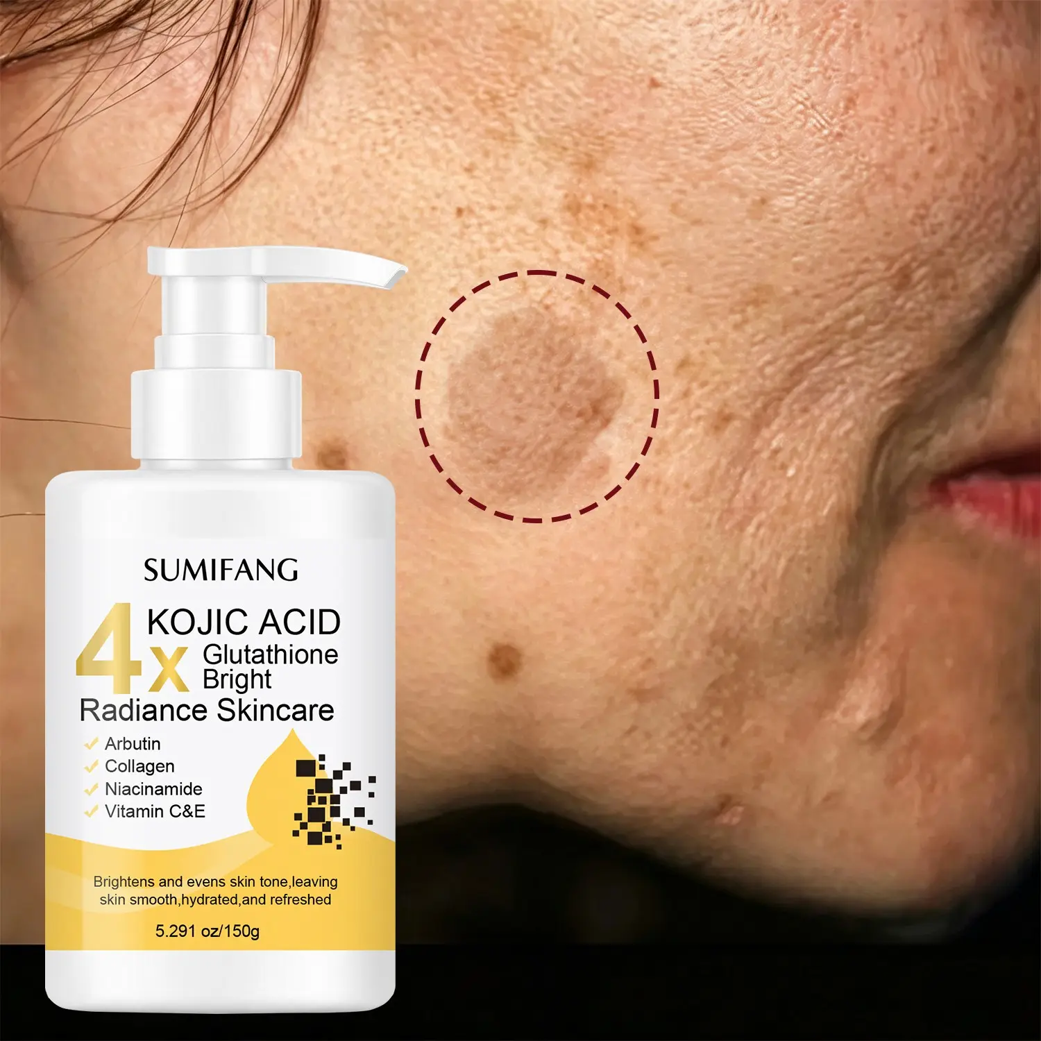 SUMIFANG Brightening Radiance Cream 150g – Glutathione + Niacinamide + Vitamins C & E + Arbutin – Reveals a luminous, radiant complexion; deeply repairs and nourishes; provides all-day refreshing hydration; suitable for both face and body.