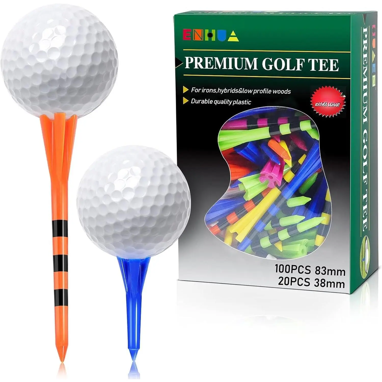 Plastic Tees 120 Pack,3-1/4 INCH Unbreakable Long Blue Tees with 20 Short Golf Tee Bulk,Low Friction and Resistance
