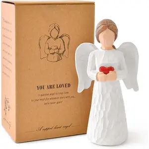 Angel Figurines and Statues for Women, Guardian  Angels Statue Holding a Heart for Thanksgiving Christmas  Decor Gifts Ornaments
