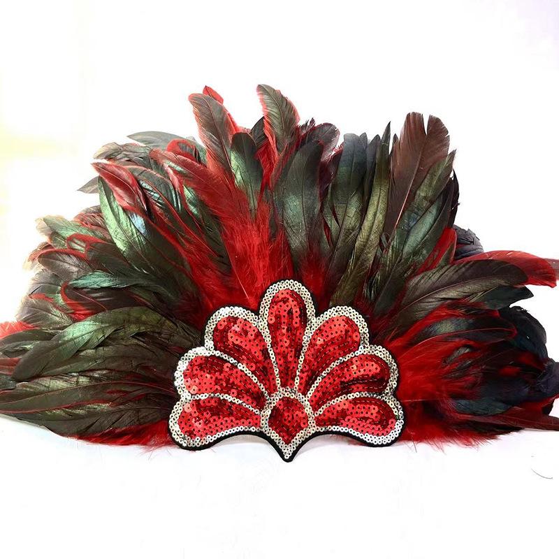 New Feather Headdress Indian Headdress Carnival Adult Show Performance Decoration Black