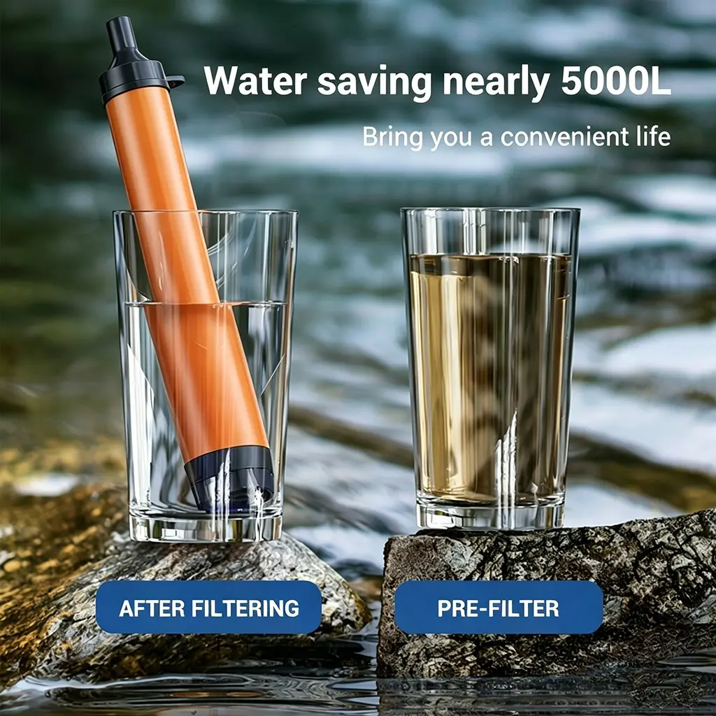 Portable Water Filter Straw, Lightweight Outdoor Survival Gear, Ideal for Travel, Hiking, Camping, Emergency Use, Filters 5000L, Emergency Water Filter Straws