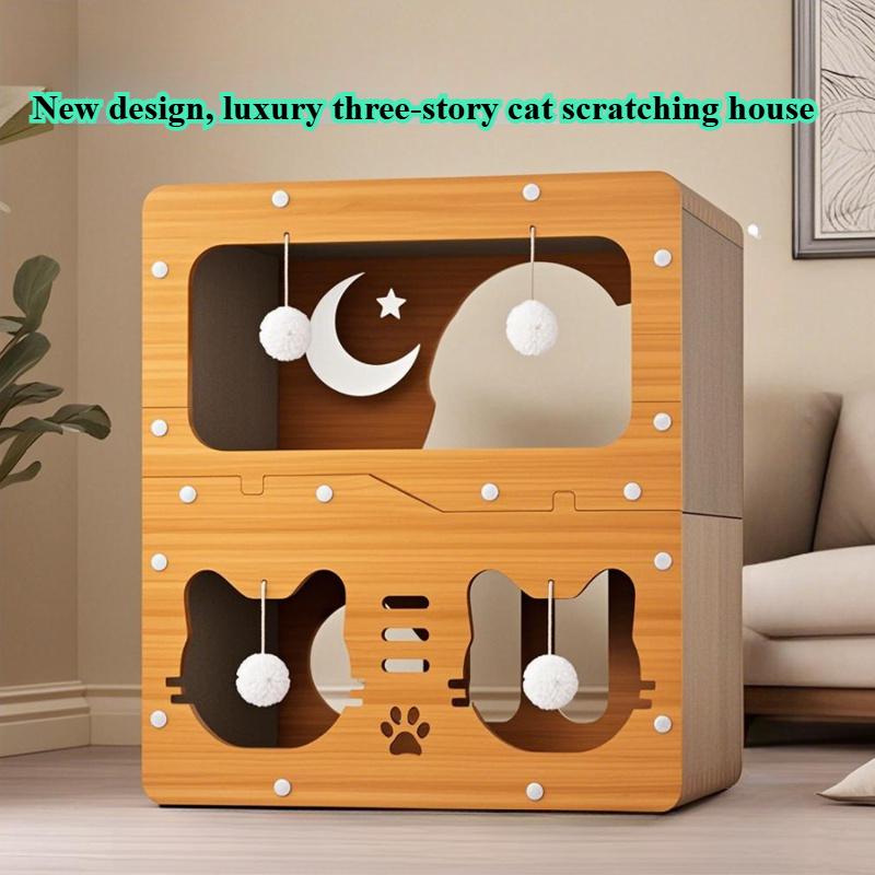 Vertical Cat Scratching Board Cat House Summer Cool Integrated Extra Large Double-Layer Cat Villa Extra Large Nest Wear-Resistant and Non-Shedding Cat Scratching Board Scratcher Board