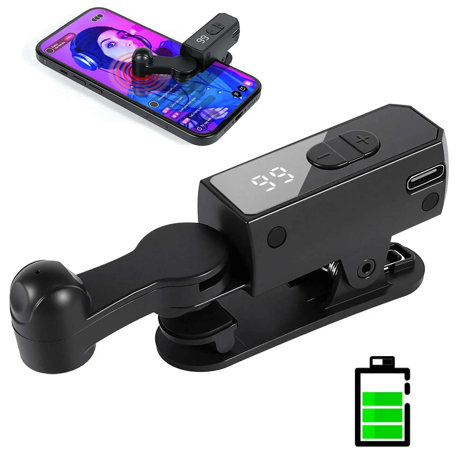Portable Auto Clicker for iPhone iPad Android Built-in Battery with Strong Battery Life Hands-Free Silent Operation Handy, Auto Tapper for Tiktok Live, Gaming, Likes & Reward Tasks (Black)