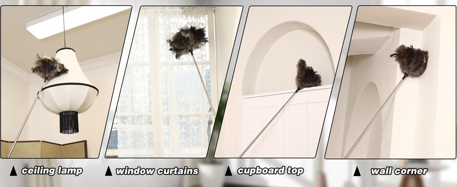 Extendable Ostrich Feather Duster-40 inches Fluffy Long Handle Reusable Feather Duster For Cleaning Ceiling Fan,Pendant lamp, High Ceiling, Blinds, Furniture Extendable Ostrich Feather Duster-40 inches Fluffy Long Handle Reusable Feather Duster For Cleaning Ceiling Fan,Pendant lamp, High Ceiling, Blinds, Furniture