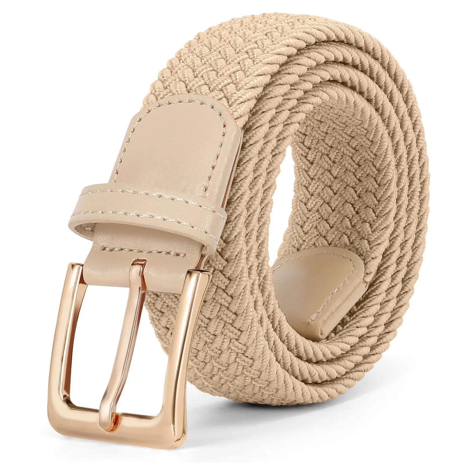 JASGOOD Women Elastic Stretch Braided  Belt Men Web Casual Belt for Pants Jeans