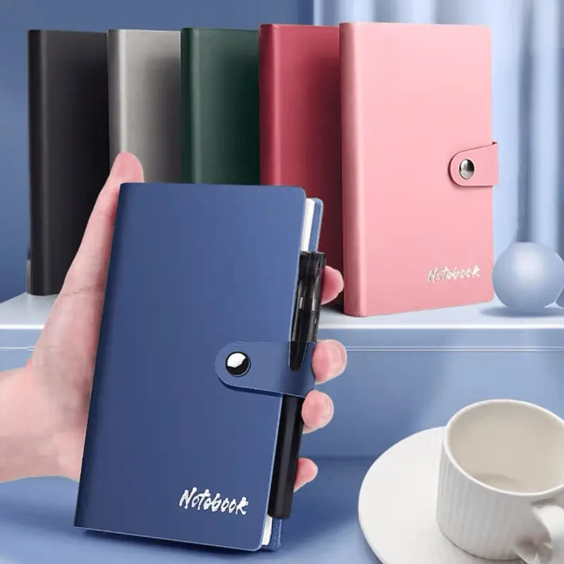 2pcs/set， PU Cover A7 Mini Notebook Portable Pocket Notepad Diary Book Handwriting Word Book Memo Pad Office Student School Stationery Meeting Notebook