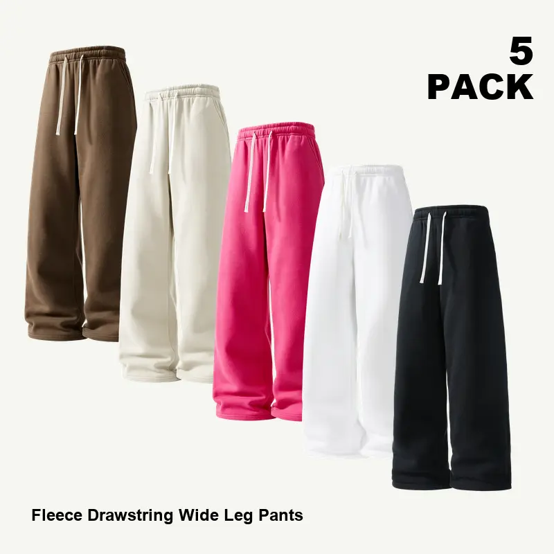 5-Pack Men's Relaxed Wide Leg Sweatpants Set, Assorted Solid Color Drawstring Elastic Waist Loose Fit Straight Leg Casual Lounge Pants with Side Pockets for Comfortable Weekends and Errands