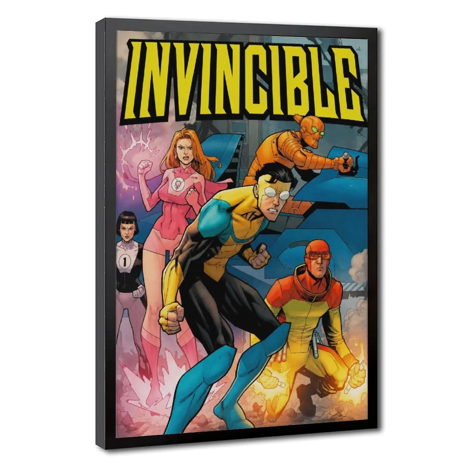Invincible Superhero Anime Cover Canvas Print Artwork - Classic Cartoon Wall Decor, Minimalist Set for Fans' Bedroom, Game Room Wall Hanging Ornament (Home Supplies Posters & Prints)