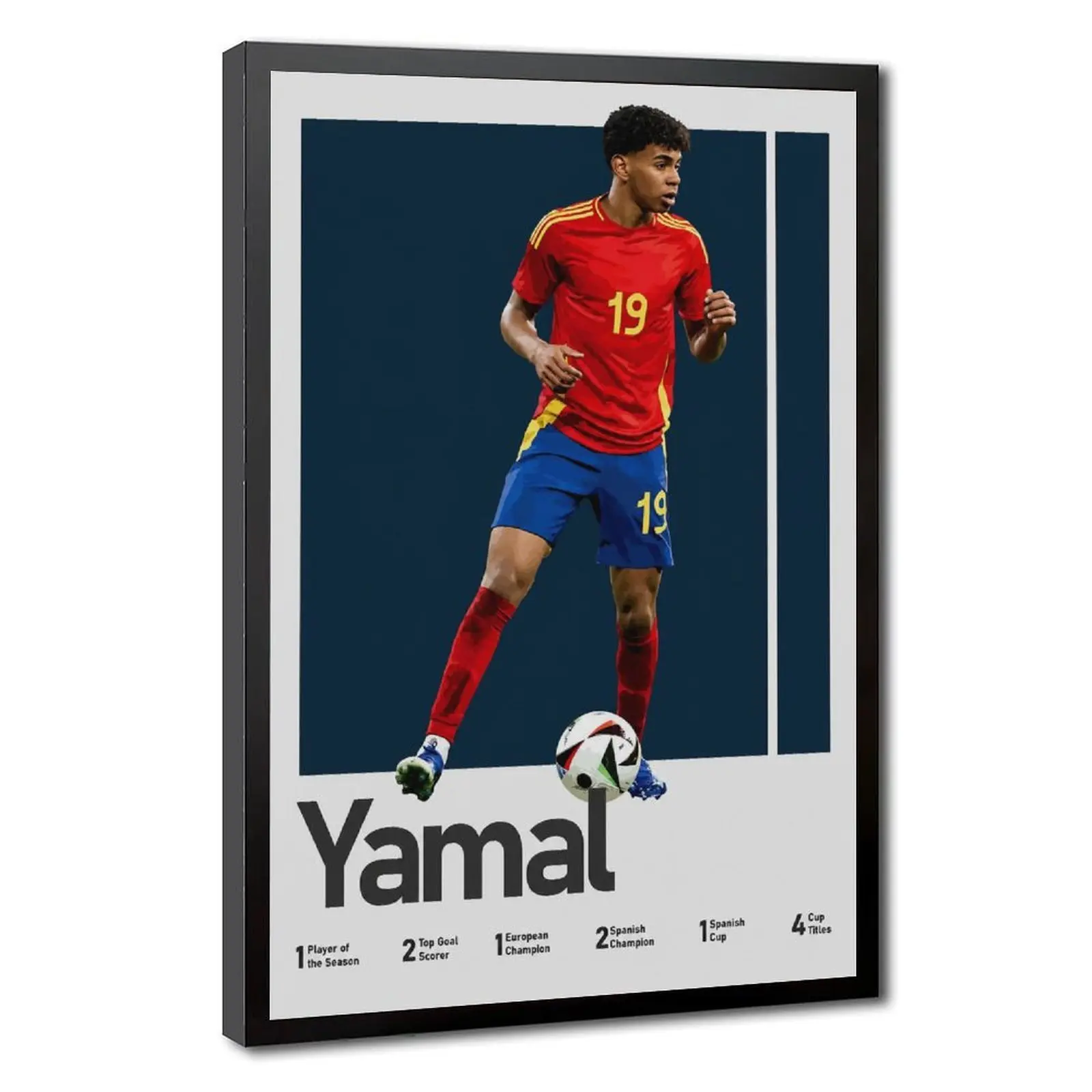 Lamine Yamal Spain Football Poster Minimalist International Football Player Trophy Milestone Canvas Poster for Teen International Football Fan Bedroom Wall Hanging Decor