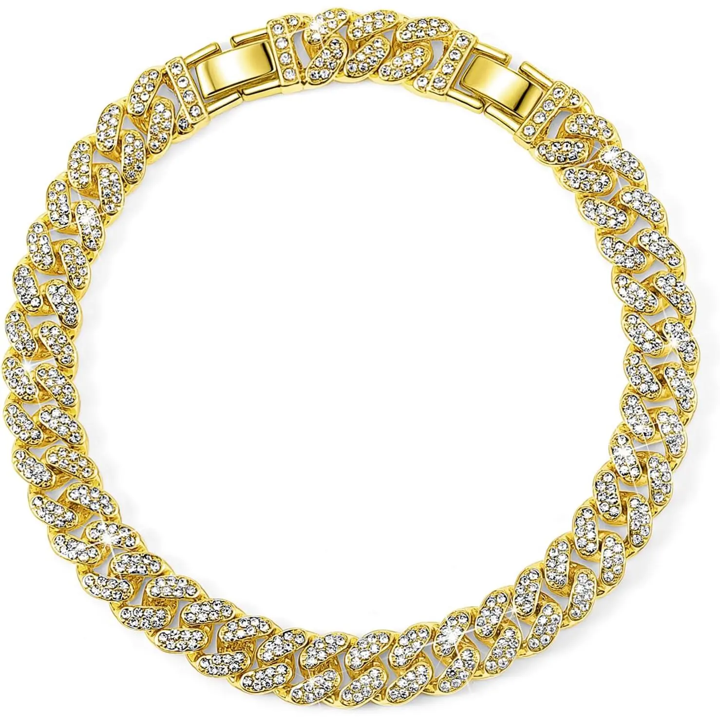 Women's Ankle Bracelets Cuban Link Chain Anklets Adjustable Chunky Anklets with Detachable Extender Rhinestone Bling  Gifts