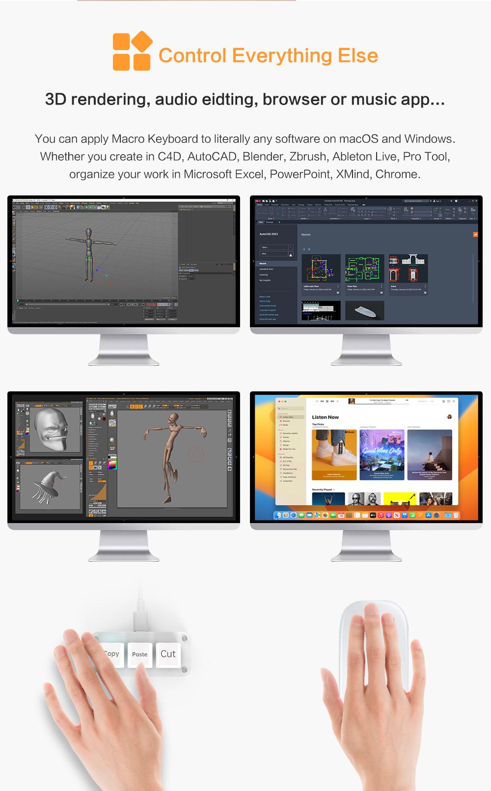 2026 RGB 3 Keys Macro Programming Mini Keyboard for Photoshop Gaming Hotswap Programming Keypad Copy Paste Mini Button Macropad