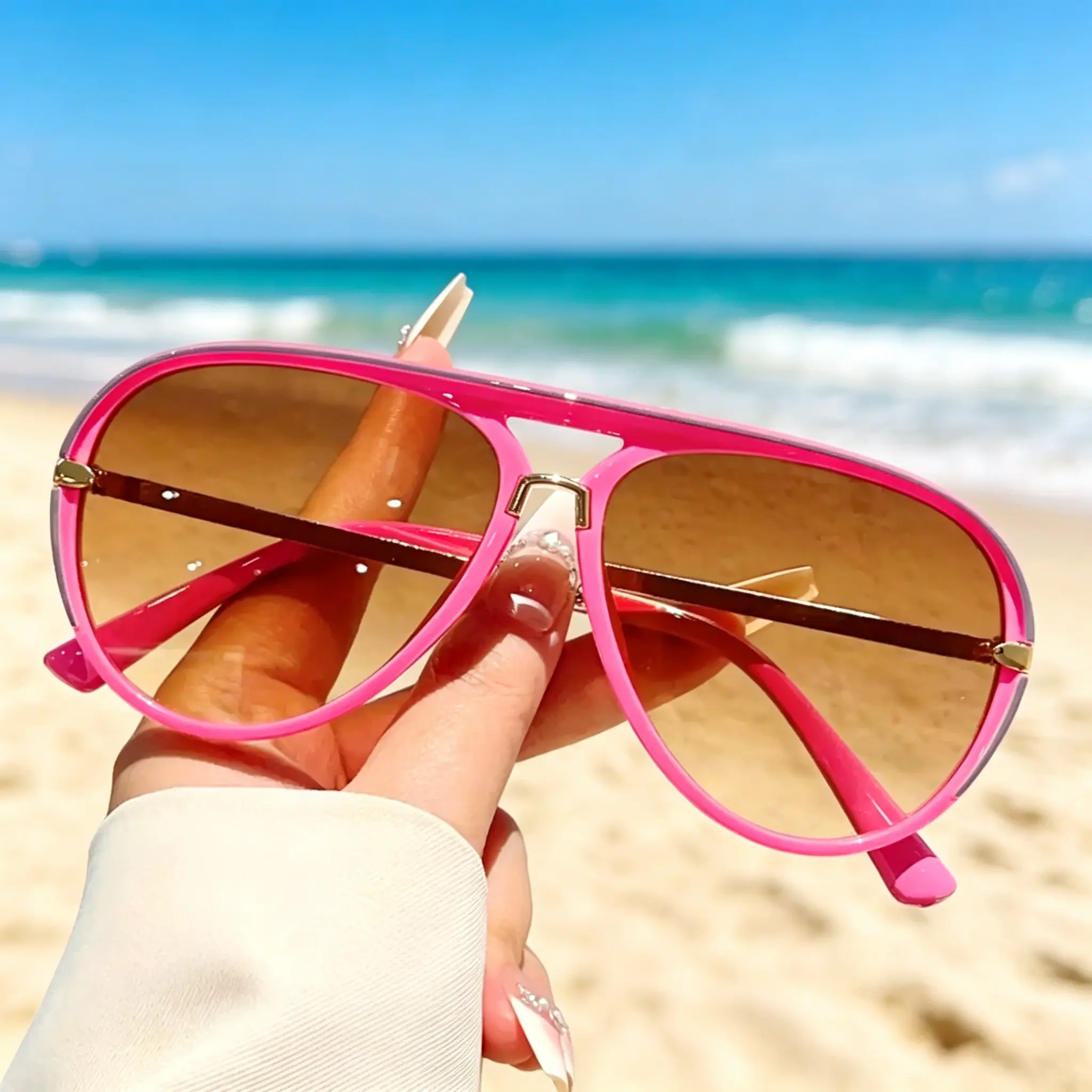 Retro Aviator Sunglasses – 2026 New Stylish Multi-Color Gradient Shades; Casual, Street-Style Outdoor Sunglasses for Women with a Summer Vibe (Smaller Fit)