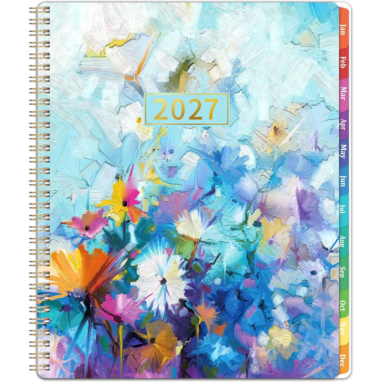 2027 Planner - 2027 Weekly and Monthly Calendar, Jan 2027 - Dec 2027, 8.5" x 11", Calendar Planner with Colorful Monthly Tabs, -wire Binding, Holidays,  Pocket, Organization for Office,  or School