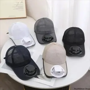 USB Rechargeable Cooling Fan Baseball Cap for Women Men, Anti UV Sun Protection Adjustable Mesh Breathable Sun Hat with Built-in Mini Fan, Outdoor Travel Beach Hiking Fishing Summer Cap